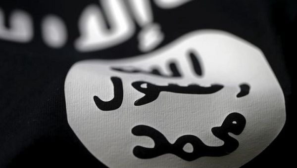 A picture illustration of an Islamic State group flag
