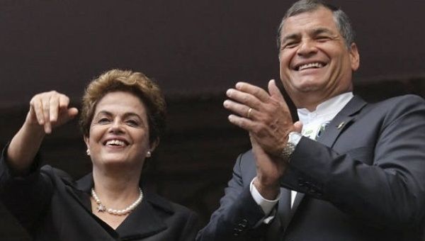Ousted Brazilian President Dilma Rousseff and Ecuadorean President Rafael Correa