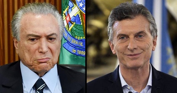 Brazilian President Michel Temer and Argentine President Mauricio Macri