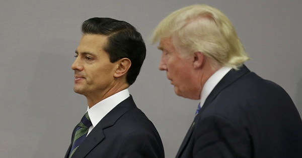 Donald Trump and Mexico's President Enrique Peña Nieto leave a press conference at the Los Pinos residence in Mexico City, Mexico, August 31, 2016.