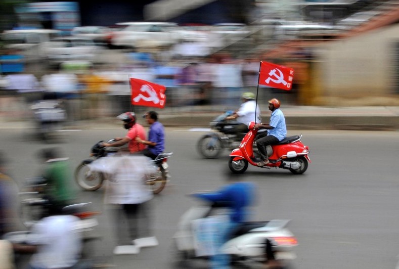 Workers from different trade unions ride motorcycles during a protest rally, as part of a nationwide strike, in Bengaluru, India September 2, 2016. 