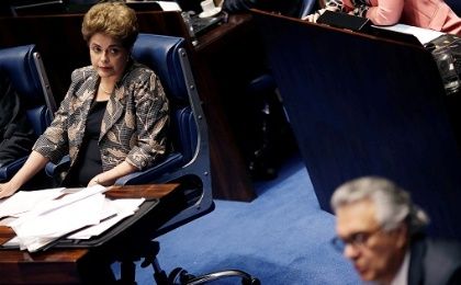 Dilma Rousseff during a final Senate session on her impeachment trial in Brasilia