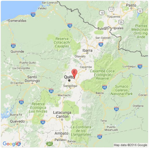 A map showing the location of the earthquake that hit Quito, Ecuador Sept. 4, 2016.