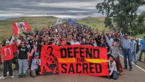 Protesters fight against Dakota Access pipeline.