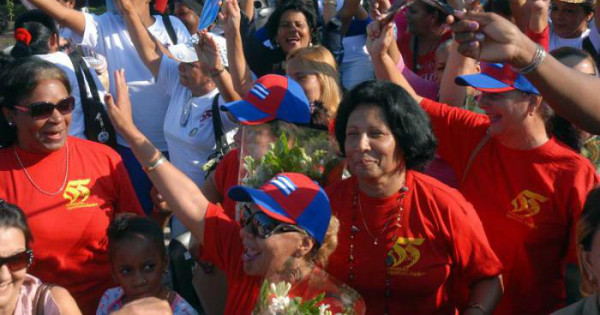 Women celebrate the 55th anniversary of the Federation of Cuban Women, August 2015.