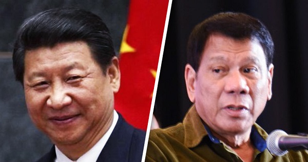 Chinese President Xi Jinping and Philippine President Rodrigo Duterte.