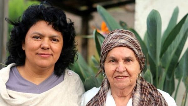 Berta Caceres with her mother, Austra Flores, together at their home in La Esperanza, Intibuca, in western Honduras.