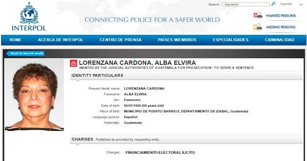 Lorenzana Alba's picture was released by Interpol.