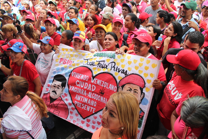 Activists, PSUV party cadre, civil society organizations, and unions were present at the rally.