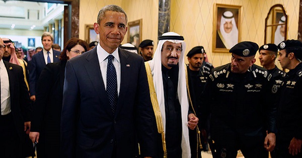 U.S. President Barack Obama with Saudi Arabia's King Salman.