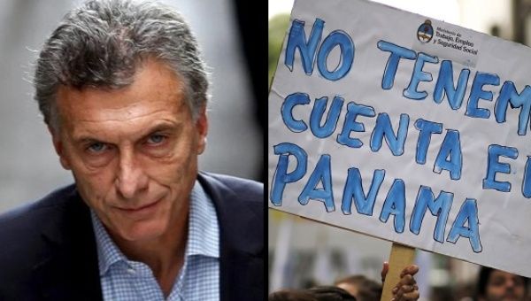 A protest sign against Argentine President Mauricio Macri reads: 