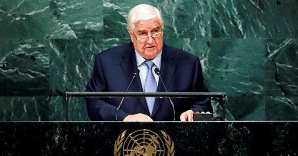 Syria's Foreign Minister Walid al-Moualem addresses the United Nations General Assembly in New York, U.S., September 24, 2016.