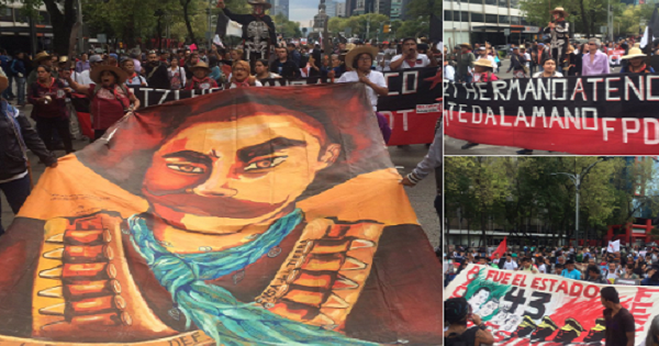 Protests in Mexico City demanding justice for the Ayotzinapa 43, Sept. 26, 2016.