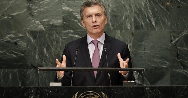 President Mauricio Macri of Argentina addresses the United Nations General Assembly in the Manhattan borough of New York, U.S., September 20, 2016.