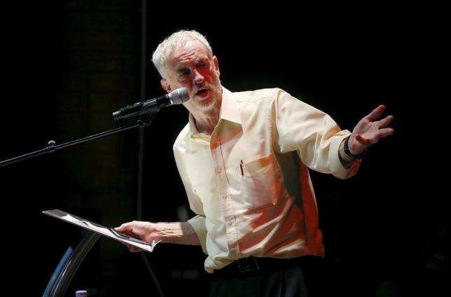Labour Party leader Jeremy Corbyn gestures during a rally in London, Britain September 10, 2015.