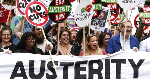 An anti-austerity protest in London.