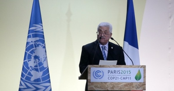 Palestinian Authority President Mahmoud Abbas delivers a speech at the COP 21 United Nations conference on climate change, on November 30, 2015 at Le Bourget, on the outskirts of the French capital Paris.