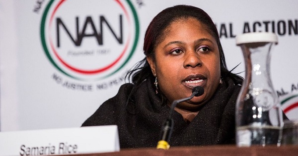 Samaria Rice, mother of Tamir Rice- who was shot to death by a police officer - speaks on a panel titled 