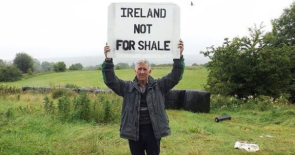 Anti-fracking protestor in Fermanagh County, Ireland