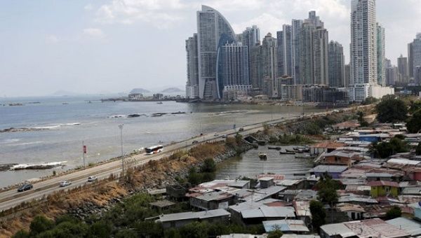 Panama is set to enjoy 5.9 percent economic growth this year, but is still marked by inequality as the Panama City skyline shows.