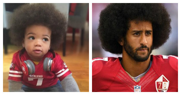 Ceron Pugh III dressed up like San Francisco 49ers quarterback Colin Kaepernick for Halloween.