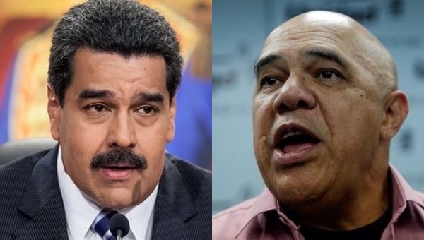 Venezuelan President Nicolas Maduro and opposition spokesperson Jesus Torrealba.