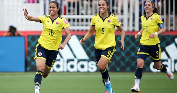 Colombia's national team, La Cafeteras, during the Women's World Cup in Canada in 2015.