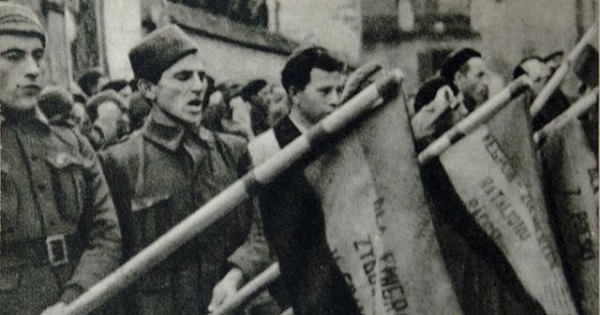 Polish members from the Abraham Lincoln Brigade who fought on the Republican side during the Spanish Civil War