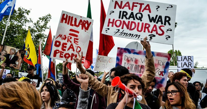 Community Groups, Latinos Protest Clinton Visits in LA
