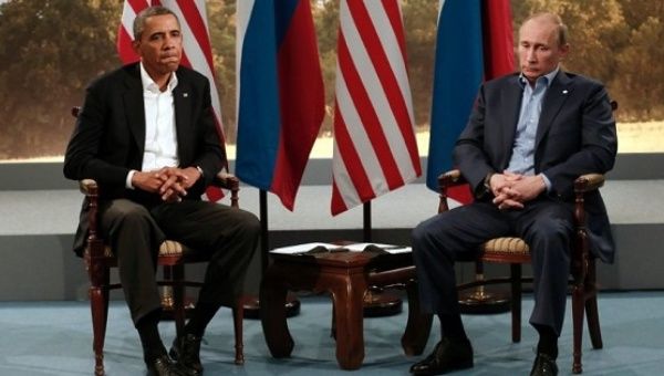 U.S. President Obama and Russian President Vladimir Putin during a 2013 meeting