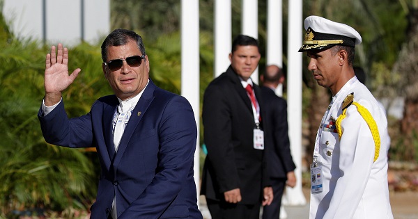 President Correa as he arrives fat the 17th Non-Aligned Summit in Venezuela.