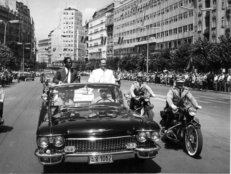 Arrival of the president of Ghana, Kwama Nkrumah, to the first Non-Aligned Movement Summit, Belgrade 1961.