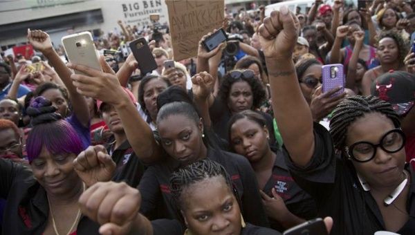 Demonstrators mourned the loss of Alton Sterling, chanting 