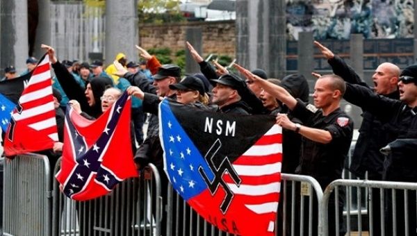 White supremacists protesting in the United States. 
