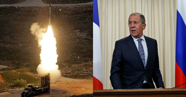 As the Russian Defense Ministry threatened to down U.S. warplanes, Russian Foreign Minister Lavrov (R) was busy conducting diplomacy with France.