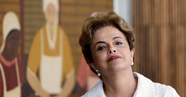Brazil's ousted president Dilma Rousseff before a press conference with foreign media