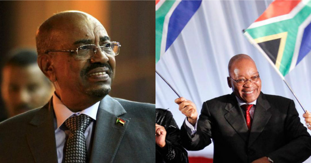 Sudanese President Omar al-Bashir (L) and South African President Jacob Zuma (R)