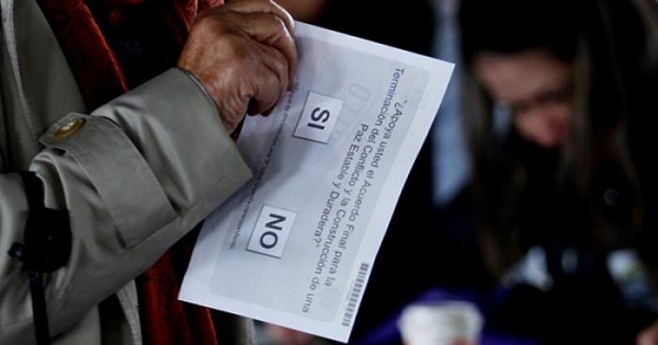 A ballot from Colombia's peace plebiste.