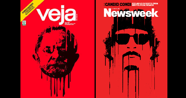 Veja's Sept. 21, 2016 cover and Newsweek's Oct. 30, 2011 cover