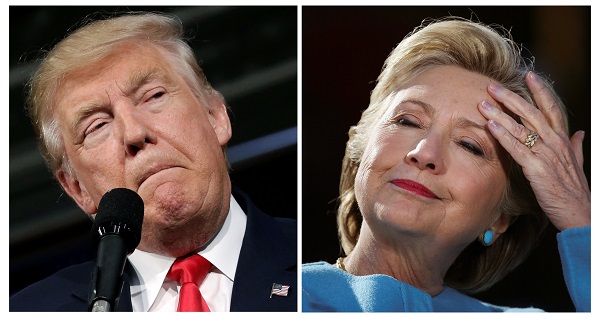 U.S. presidential candidates Donald Trump and Hillary Clinton attend campaign rallies in a combination of file photos.