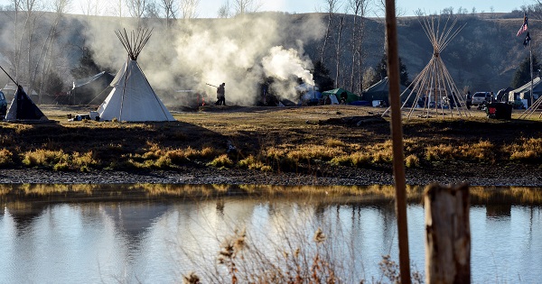 An encampment seen during a protest against the Dakota Access pipeline on the Standing Rock Indian Reservation near Cannon Ball, North Dakota, Nov. 9, 2016.