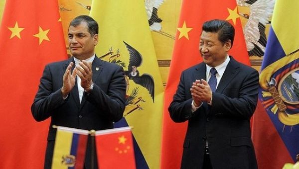 President Rafael Correa and President Xi Jinping during a state visit to China in 2015.