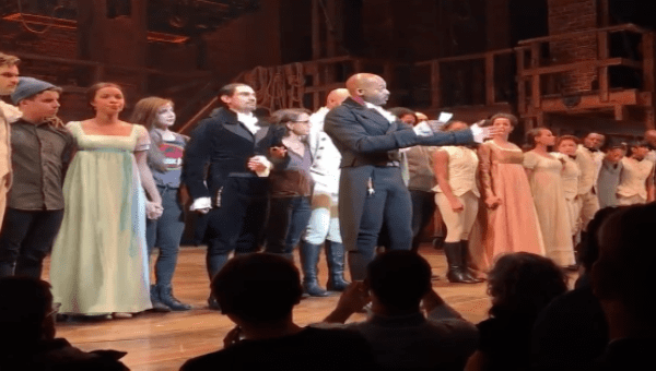 Hamilton cast addresses Vice President-elect Mike Pence at a performance in New York on Friday