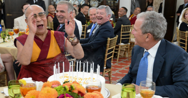 The Dalai Lama celebrates his 80th Birthday with 'dear friend' and accused war criminal George W. Bush