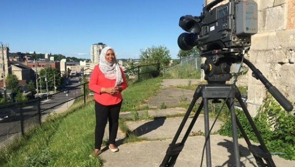 The first hijabi news anchor in Canada.