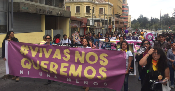 Thousands of women, men and children marched trough the streets of Quito to demand the end of gender-based violence.