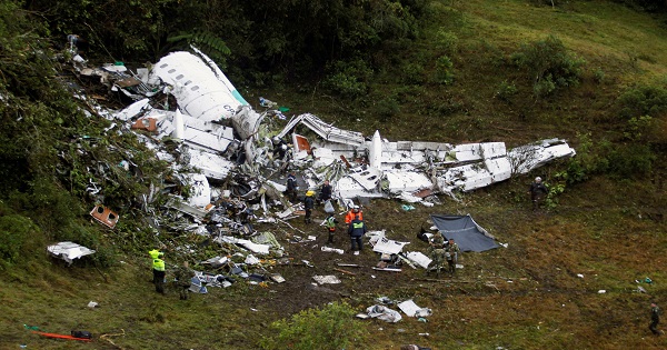 Wreckage from a plane that crashed into Colombian jungle with Brazilian soccer team Chapecoense, is seen near Medellin, Colombia, November 29, 2016.