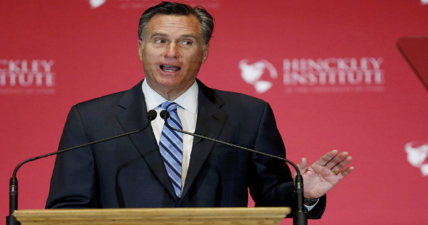 Mitt Romney criticizes Donald Trump during a speech at the University of Utah on March 3.