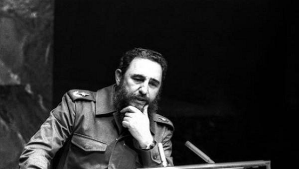 Fidel Castro addresses the audience as president of Non-Aligned Movement at UN, Oct. 12, 1979.