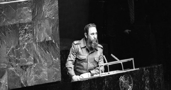 Fidel Castro addressing the UN as president of the Non-Aligned Movement in 1979.